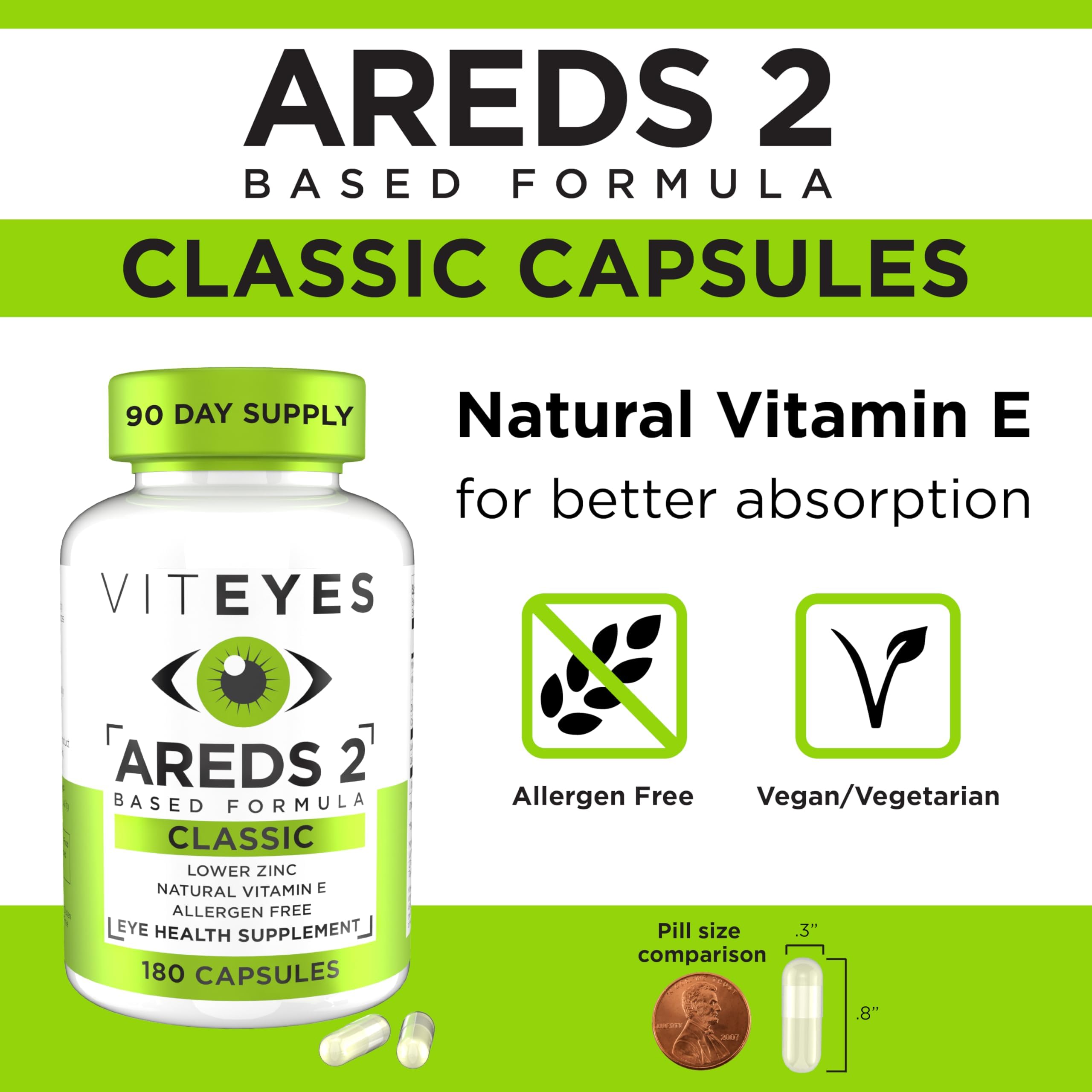 Viteyes Classic AREDS 2 Eye Health Supplement capsules close-up
