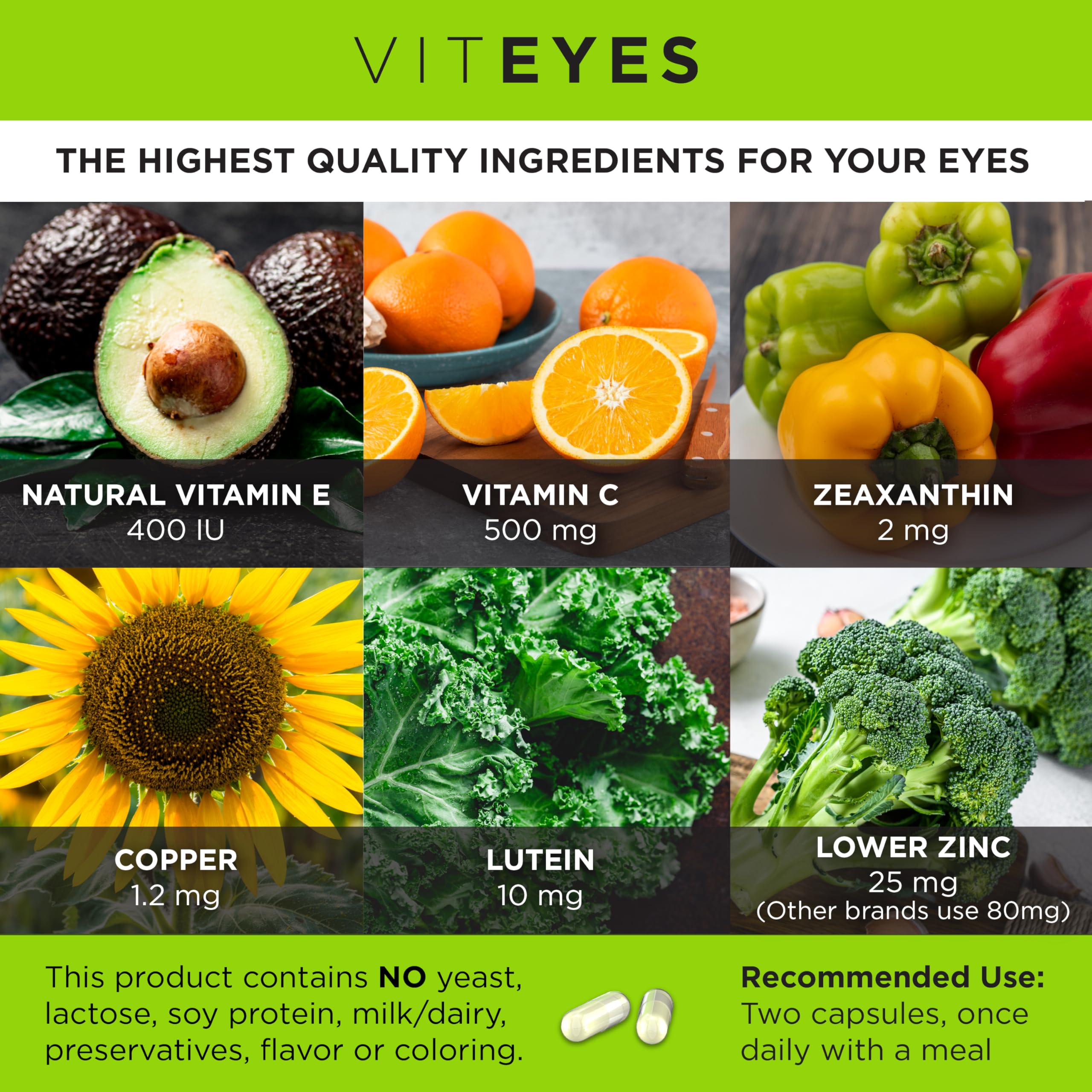 Viteyes Classic AREDS 2 Eye Health Supplements 60 Capsules side view