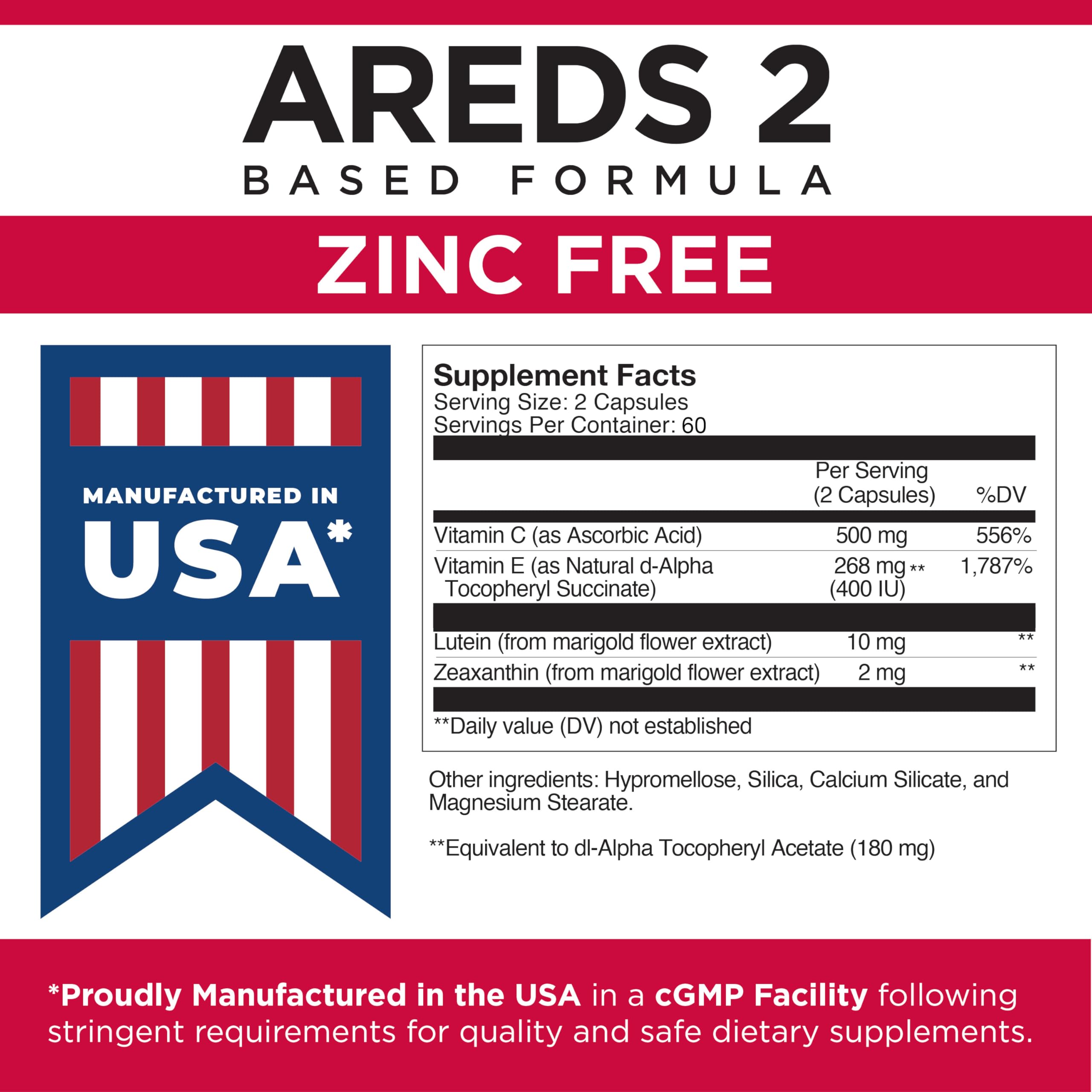 Viteyes Zinc Free AREDS 2 Eye Health Supplements dosage instructions