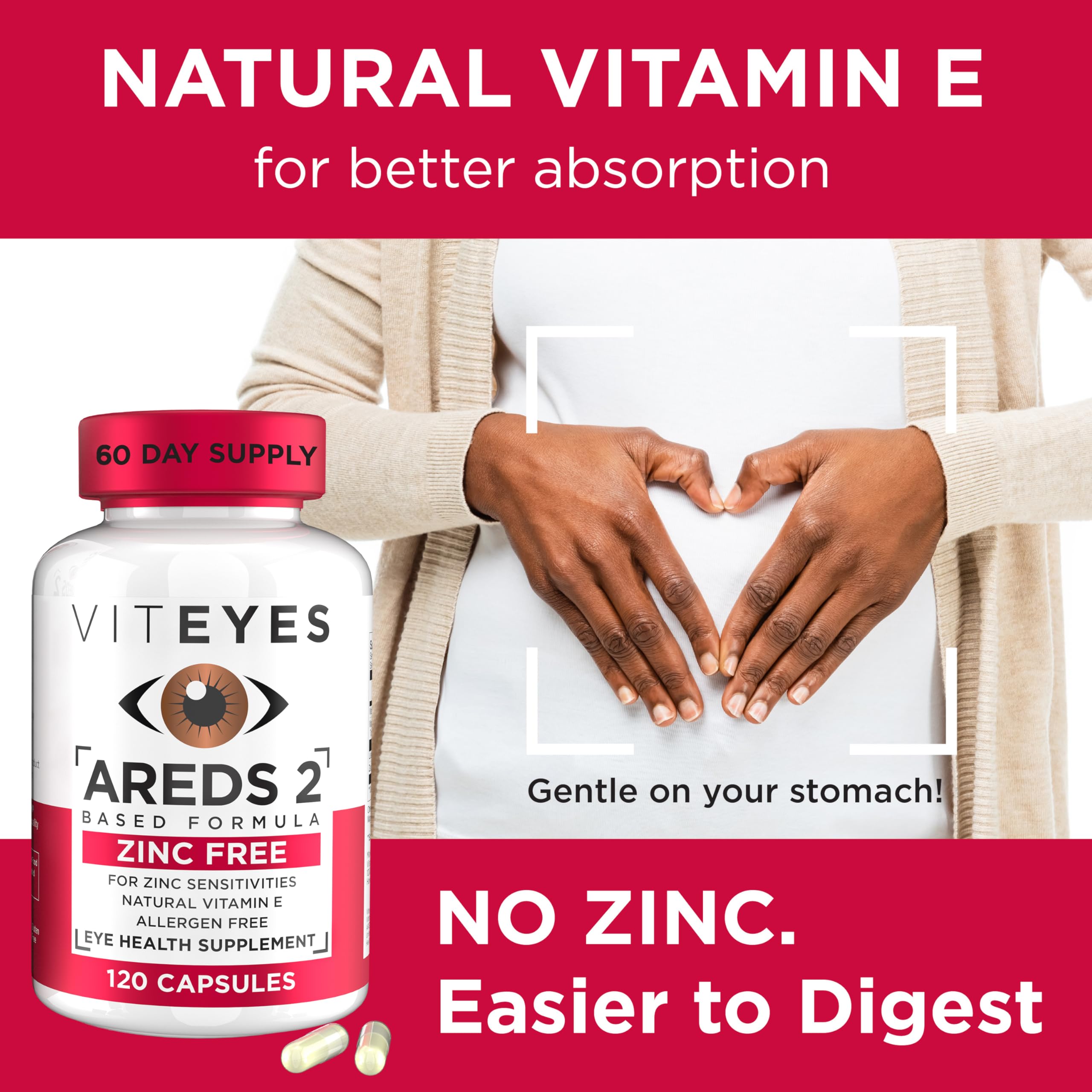 Viteyes Zinc Free AREDS 2 Eye Health Supplements side view