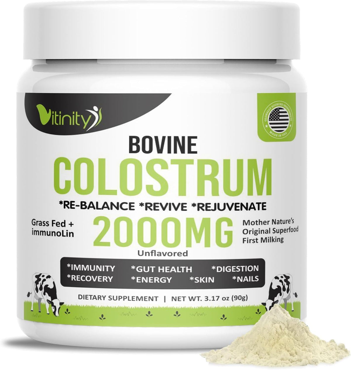 VITINITY Bovine Colostrum Powder 132g front view