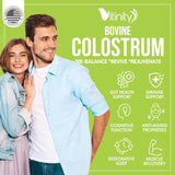 VITINITY Bovine Colostrum Powder on a marble countertop