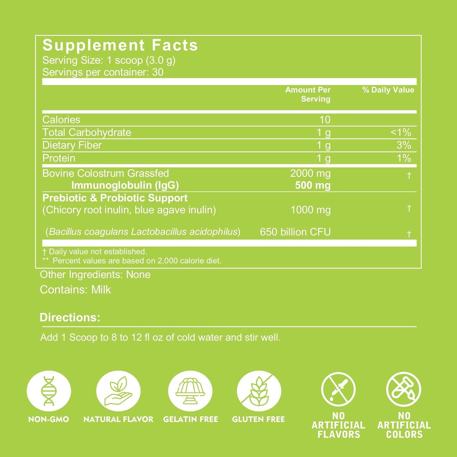 VITINITY Bovine Colostrum Powder packaging side view