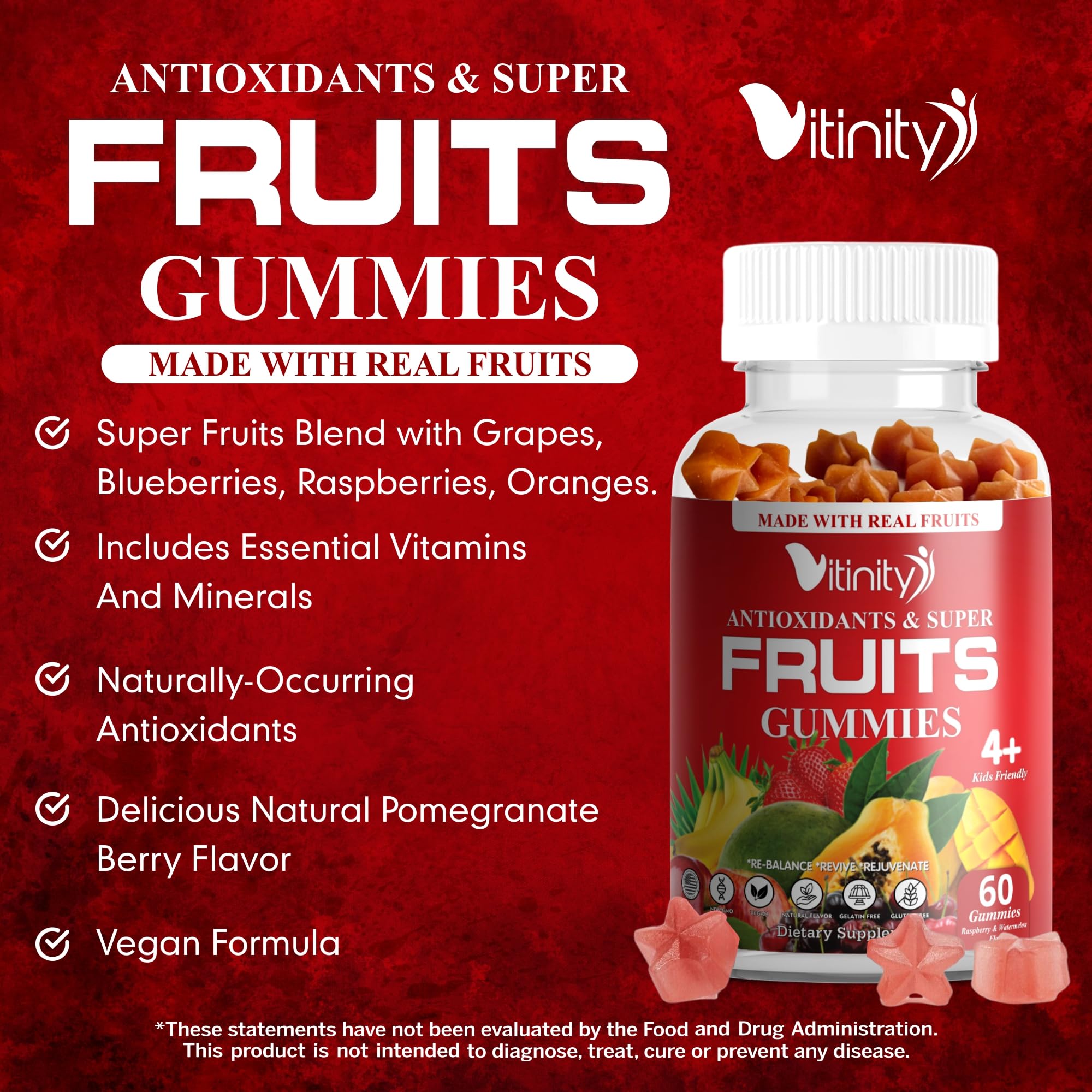 VITINITY gummies packaging side view with ingredient list