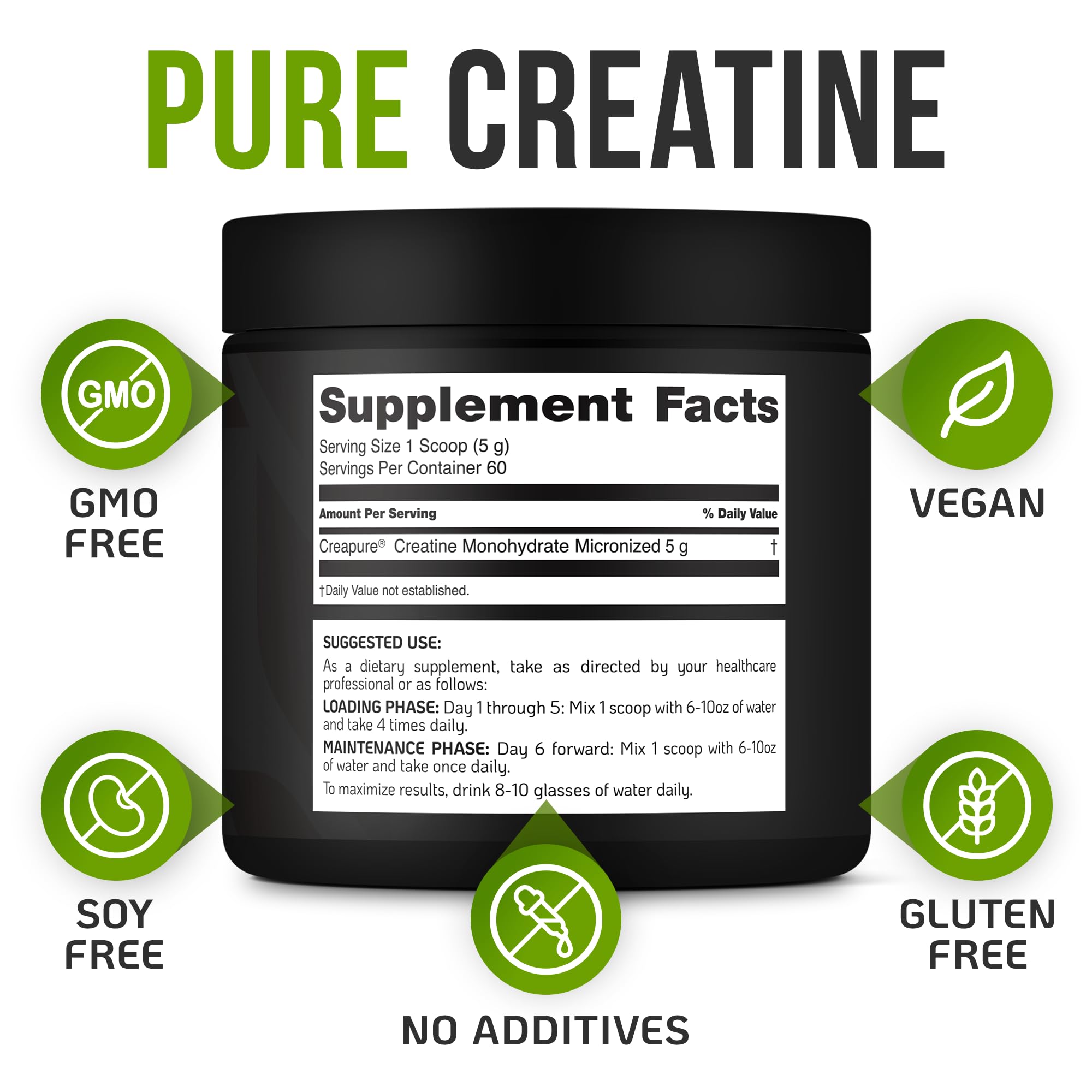 VITRUALS Creapure Creatine 358g with measuring scoop
