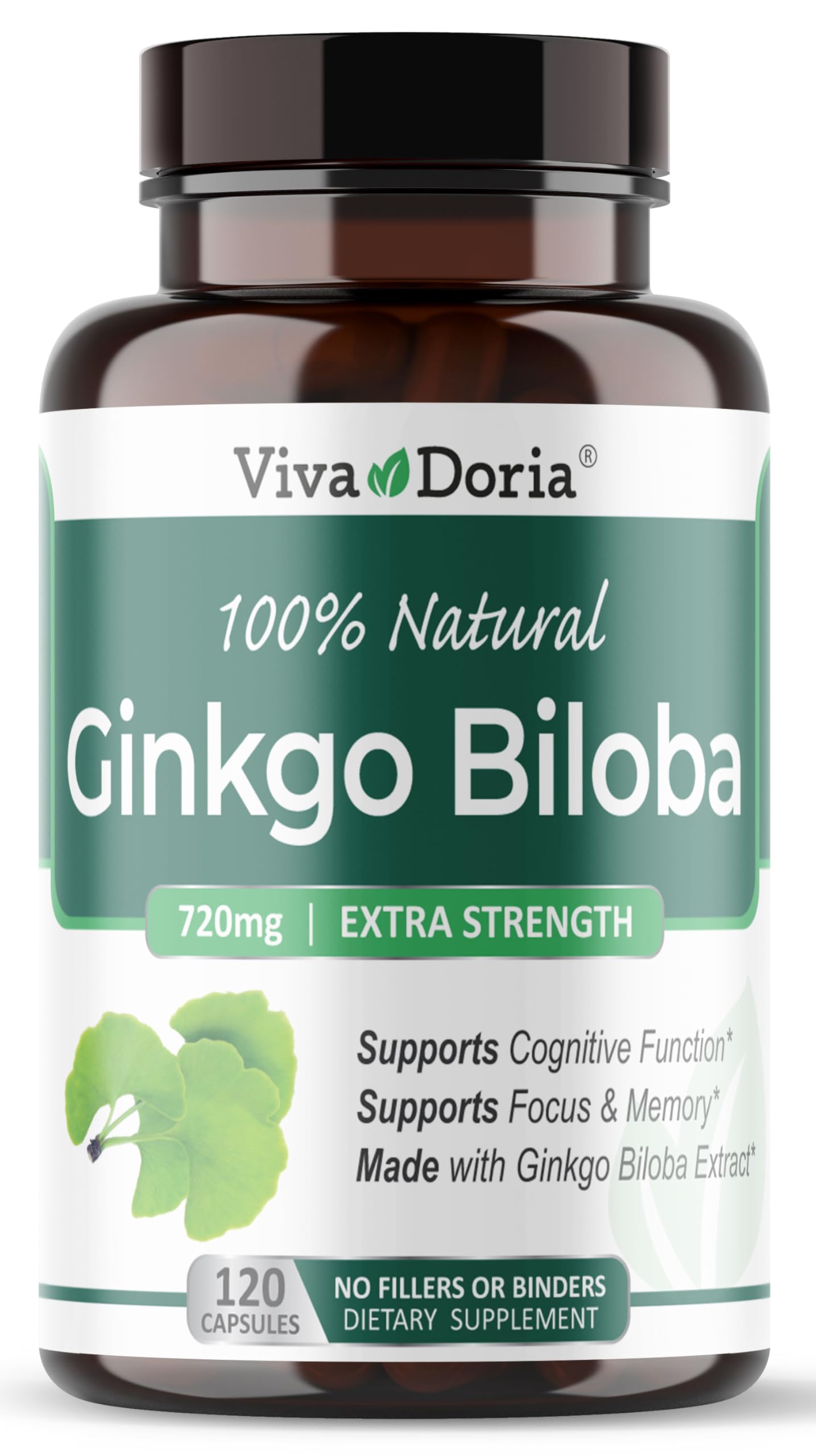Viva Doria Ginkgo Biloba Extract 720mg capsule bottle front view