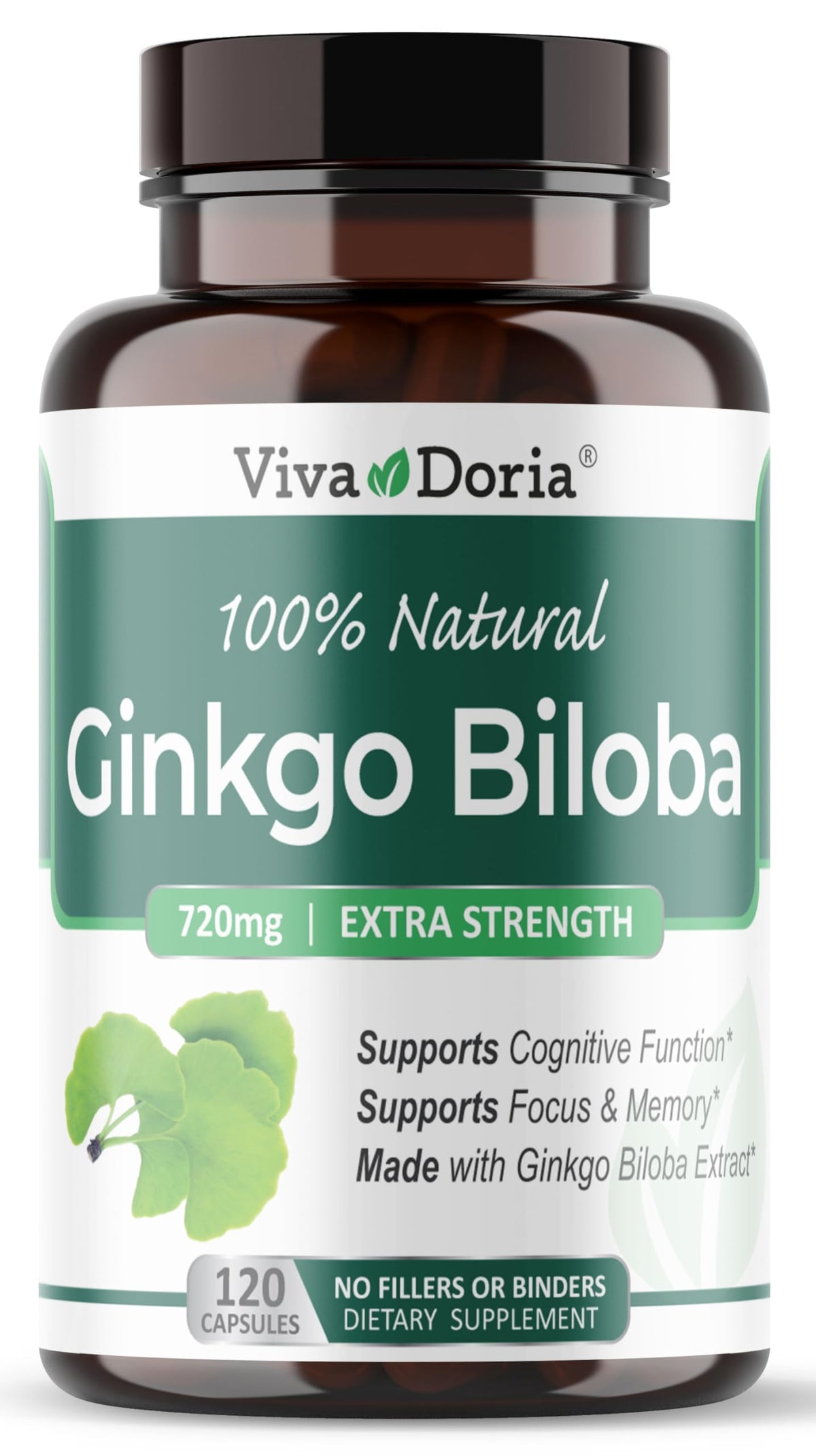 Viva Doria Ginkgo Biloba Extract 720mg capsule bottle front view