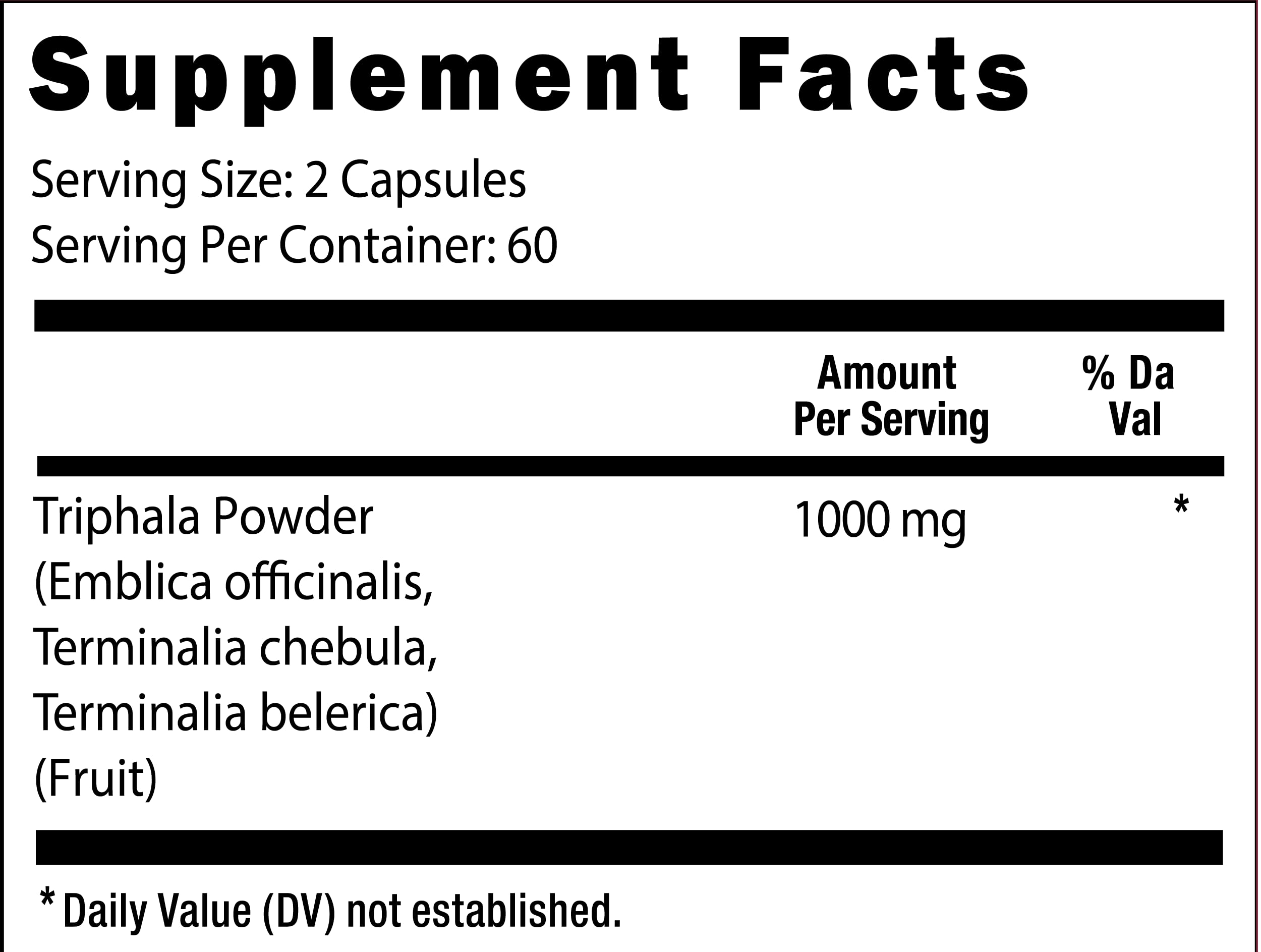Viva Doria Triphala Supplement 113g lifestyle shot with capsules on a table