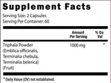Viva Doria Triphala Supplement 113g lifestyle shot with capsules on a table