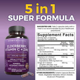 Viva Naturals Elderberry Extract 1000mg back view with ingredients