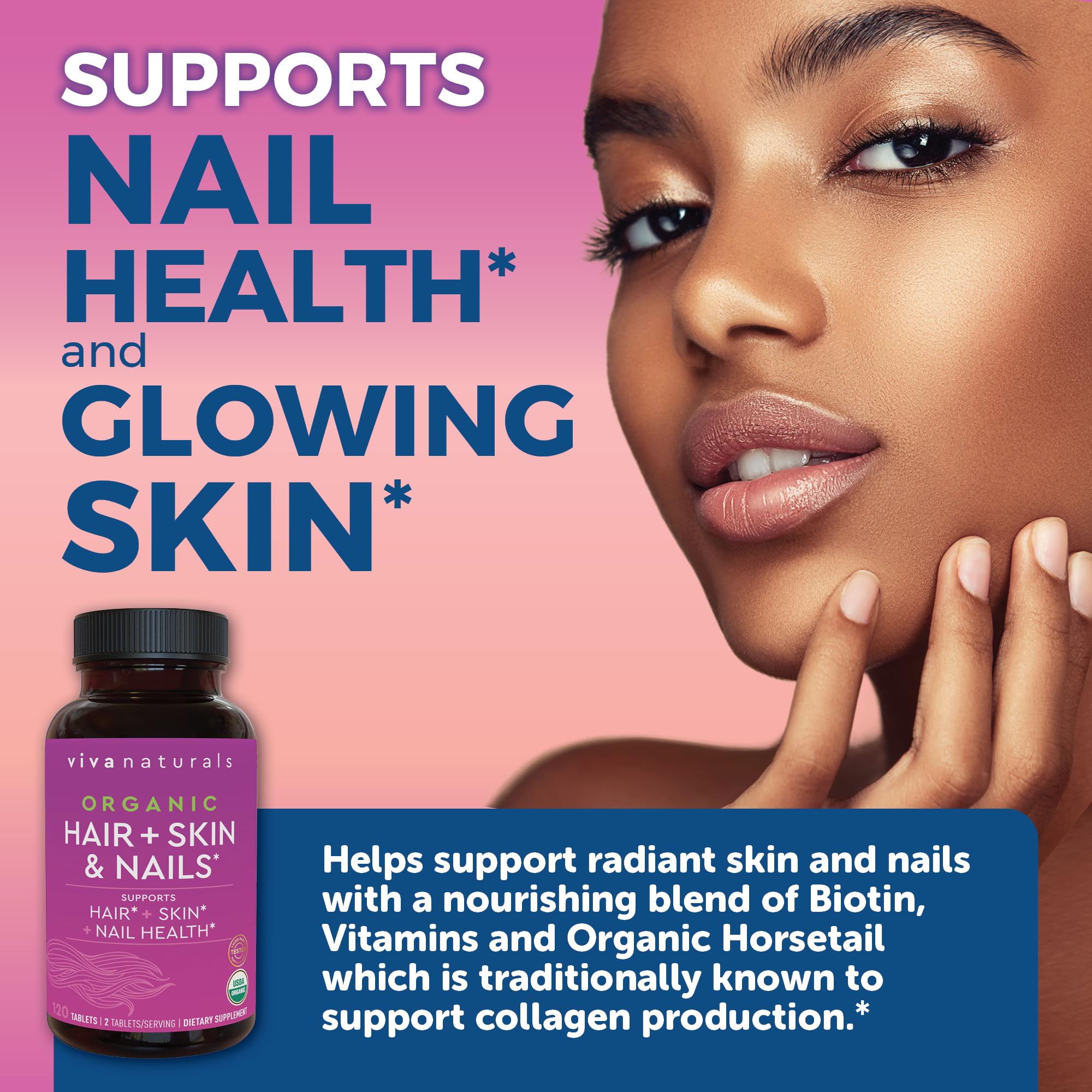 Viva Naturals Hair Skin and Nails Vitamins 5000 mcg Biotin packaging