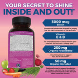 Viva Naturals Hair Skin and Nails Vitamins 5000 mcg Biotin tablets close-up