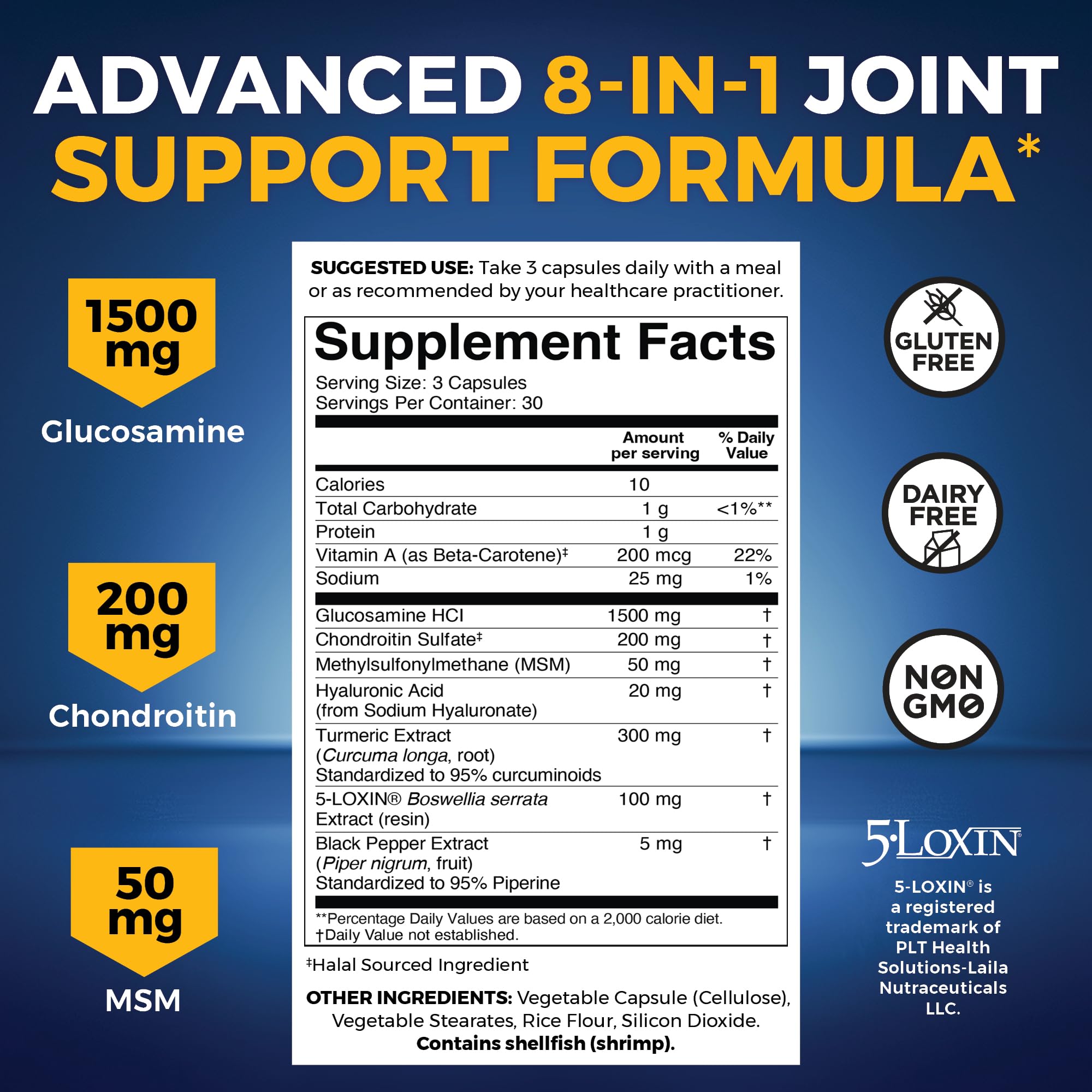 Viva Naturals Joint Support Glucosamine 1500mg capsules packaging