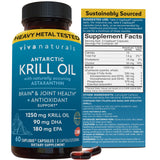 Viva Naturals Krill Oil 1250mg front view with packaging