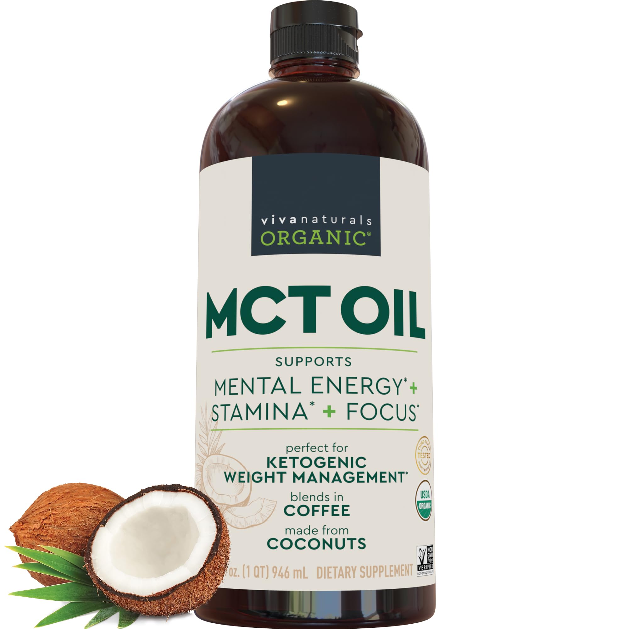 Viva Naturals Organic MCT Oil 959g front view