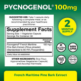 Viva Naturals Pycnogenol 100 mg Capsules open bottle with capsules