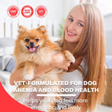 VivaElixir Iron Supplement for Dogs chewable tablet in a dog's bowl