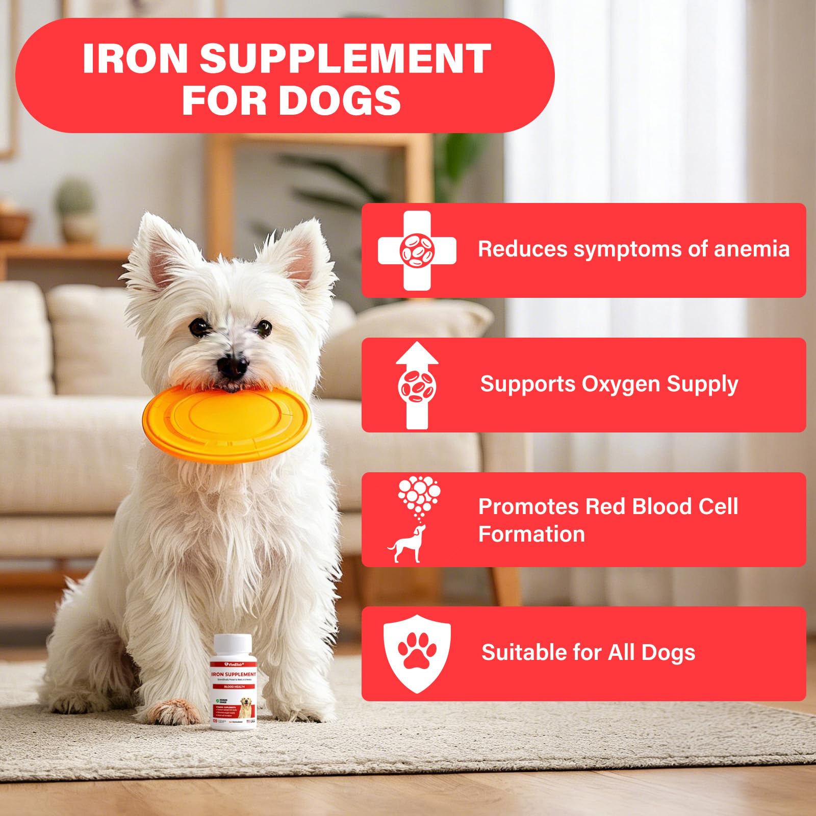VivaElixir Iron Supplement for Dogs packaging side view