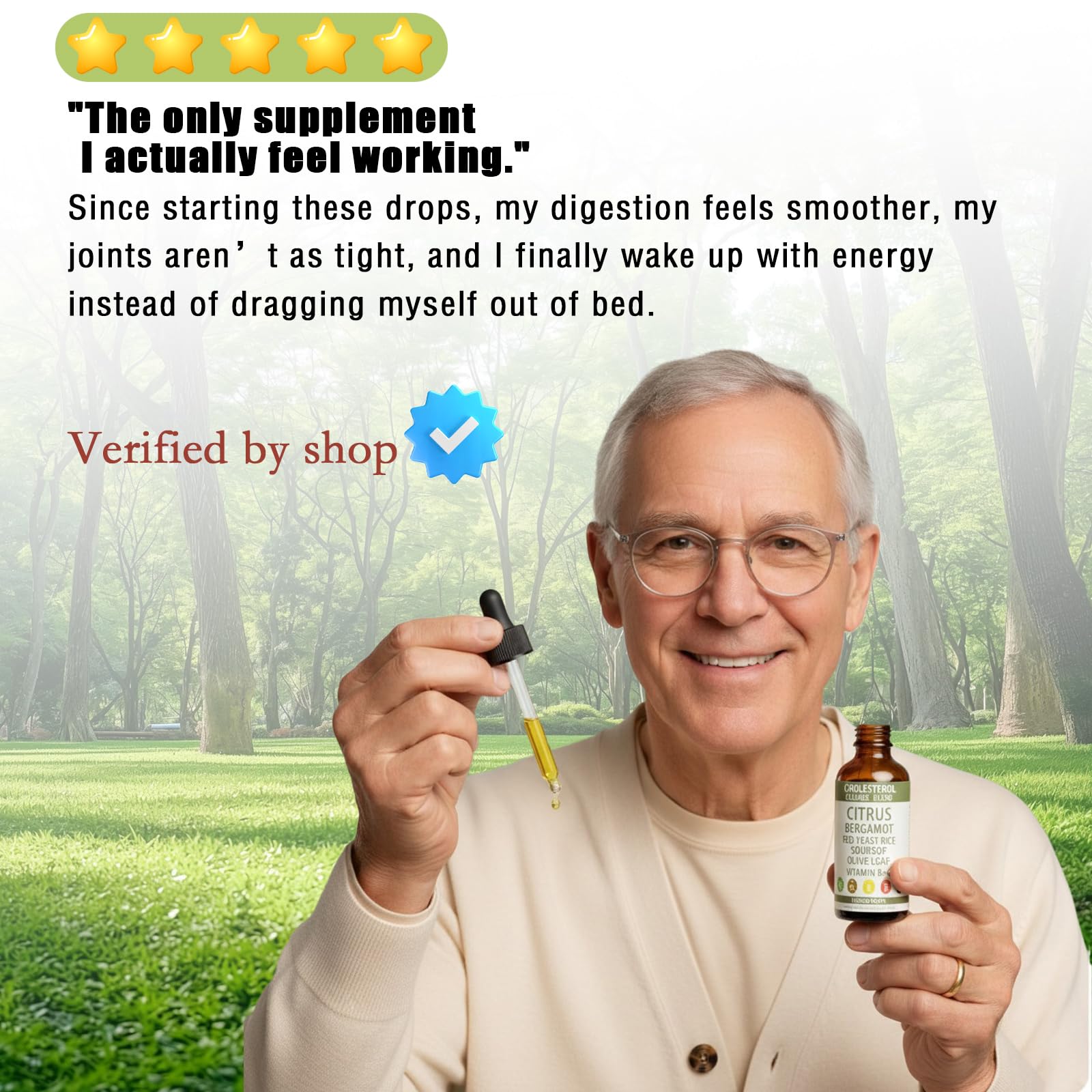 VivaMelhor Red Yeast Rice Citrus Bergamot Drops with measuring dropper