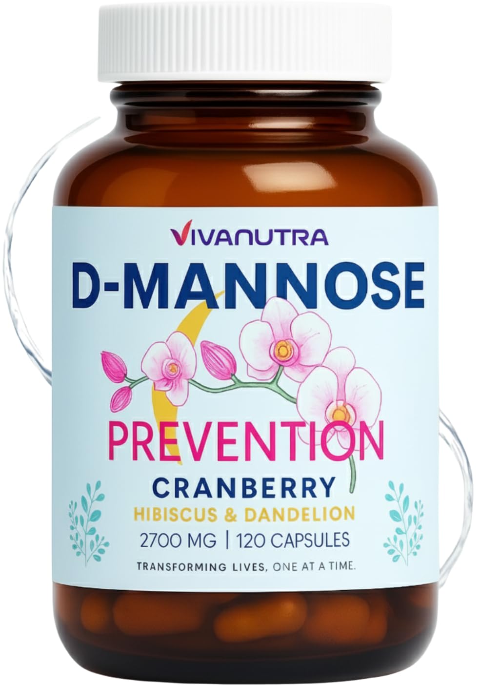 VIVANUTRA Cranberry D-Mannose Capsules 120 Count front view