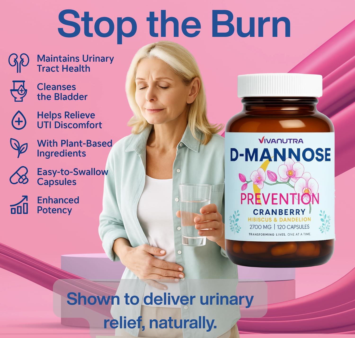VIVANUTRA Cranberry D-Mannose Capsules 120 Count ingredients list