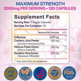 VIVANUTRA Cranberry D-Mannose Capsules 120 Count side view