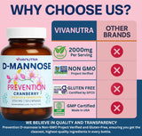 VIVANUTRA Cranberry D-Mannose Capsules 120 Count with dosage information