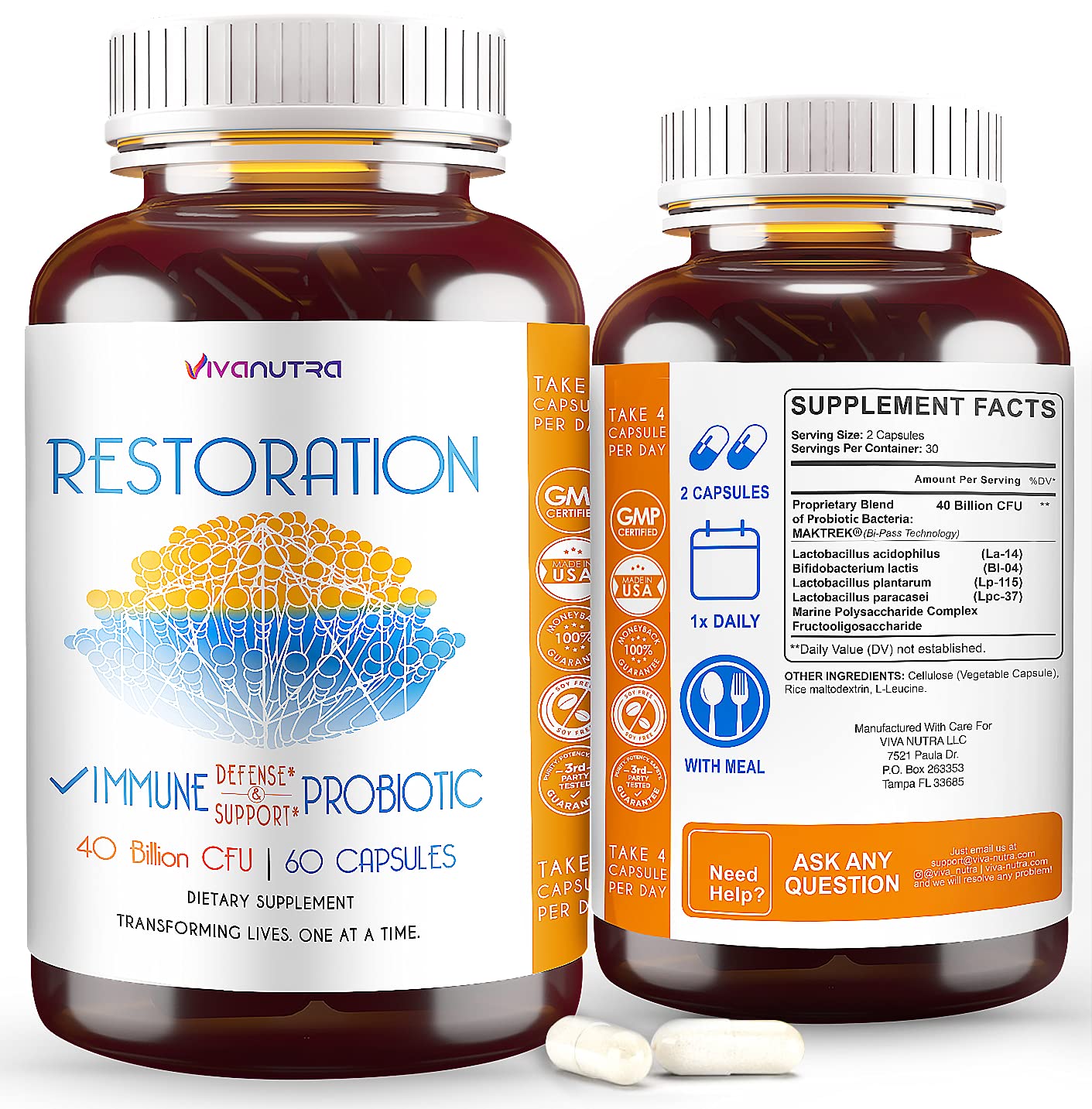 VIVANUTRA Probiotic Fungus Blend 40 Billion CFUs bottle front view