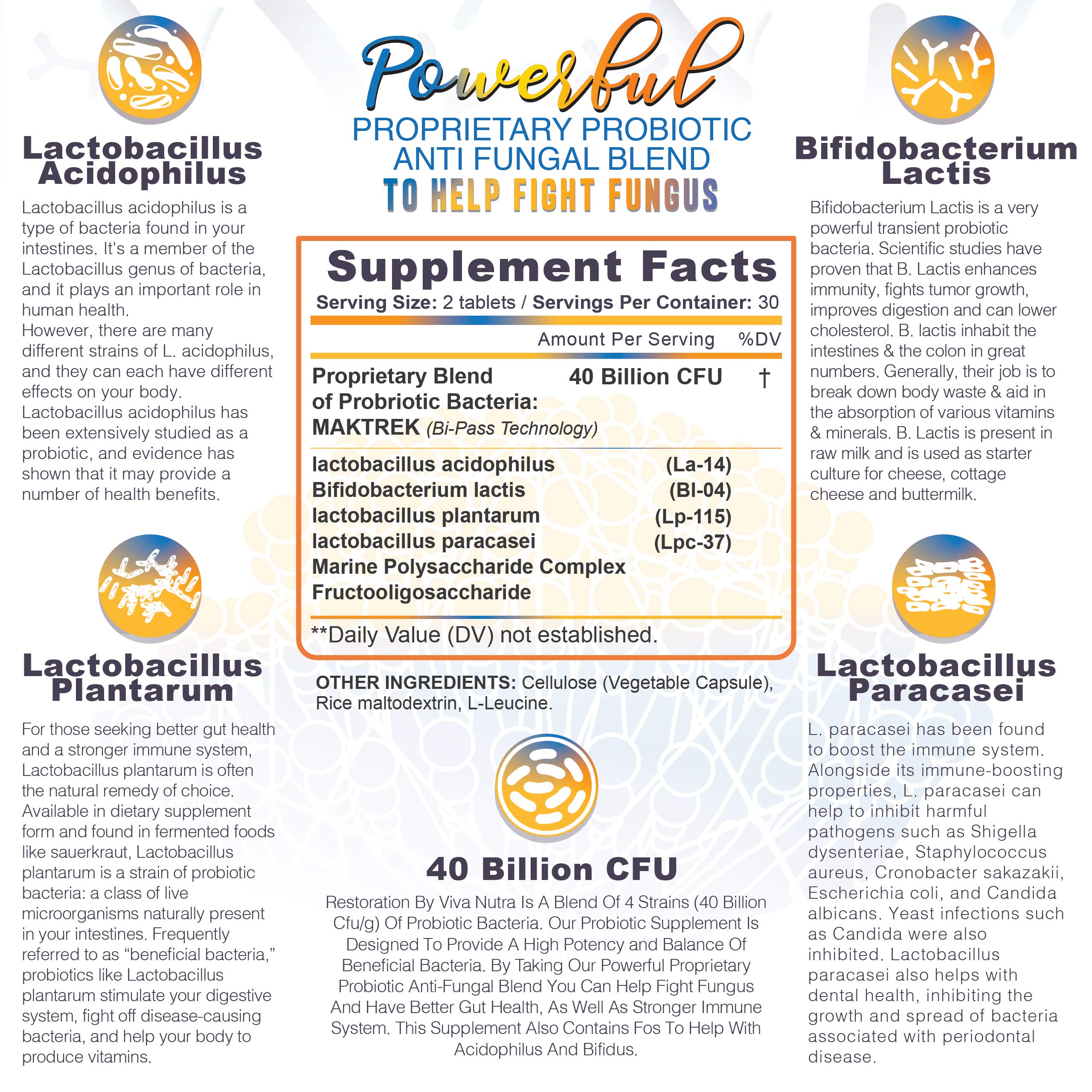 VIVANUTRA Probiotic Fungus Blend 40 Billion CFUs capsules close-up