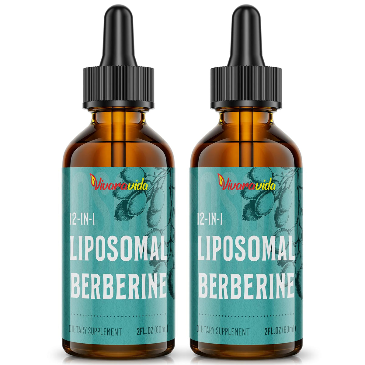 Vivaravida Berberine Drops 3000mg front view with packaging