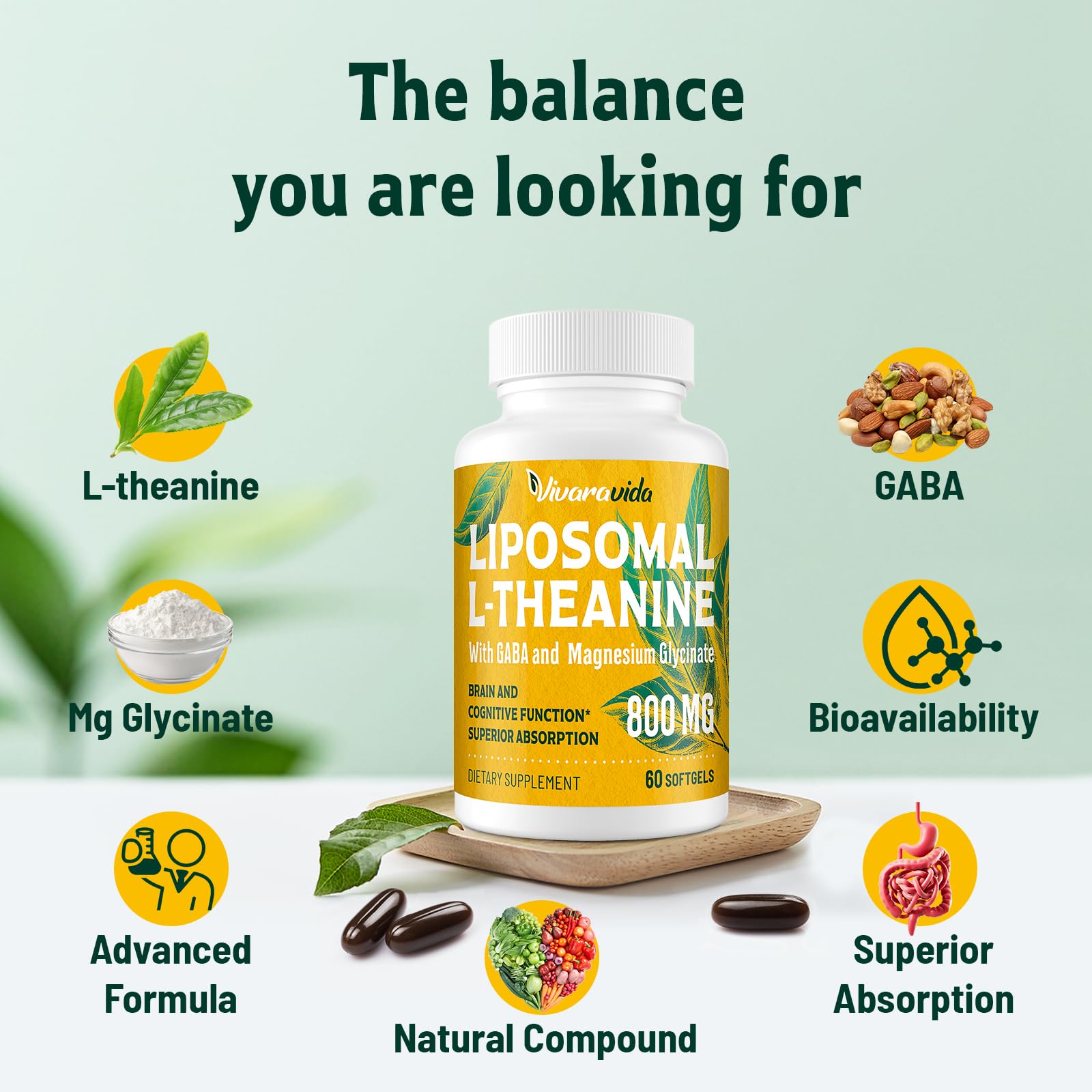 Vivaravida L-Theanine GABA Magnesium Softgels ingredients list