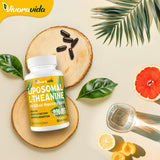 Vivaravida L-Theanine GABA Magnesium Softgels on a wooden surface