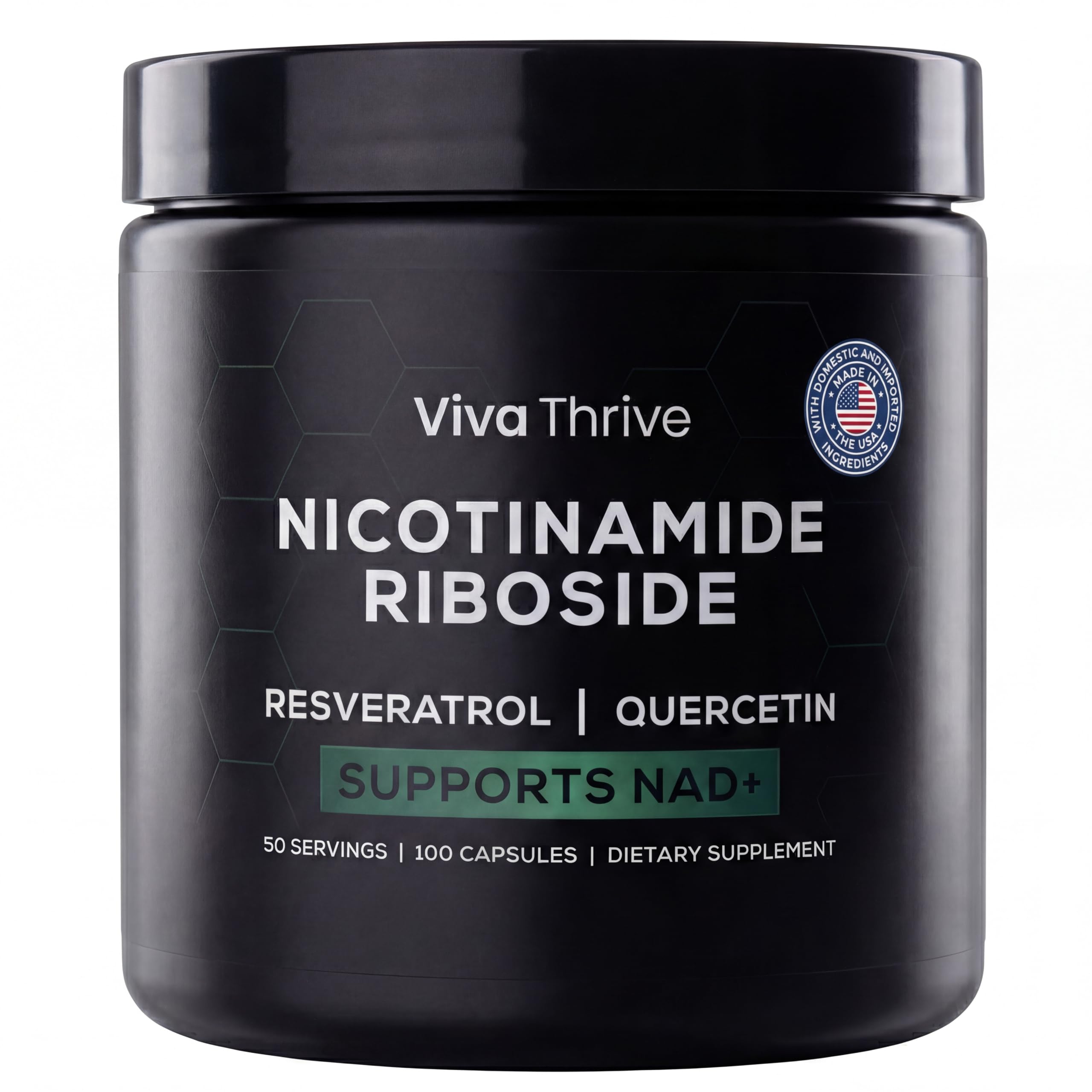 VivaThrive NAD+ Complex Resveratrol Supplement bottle front view