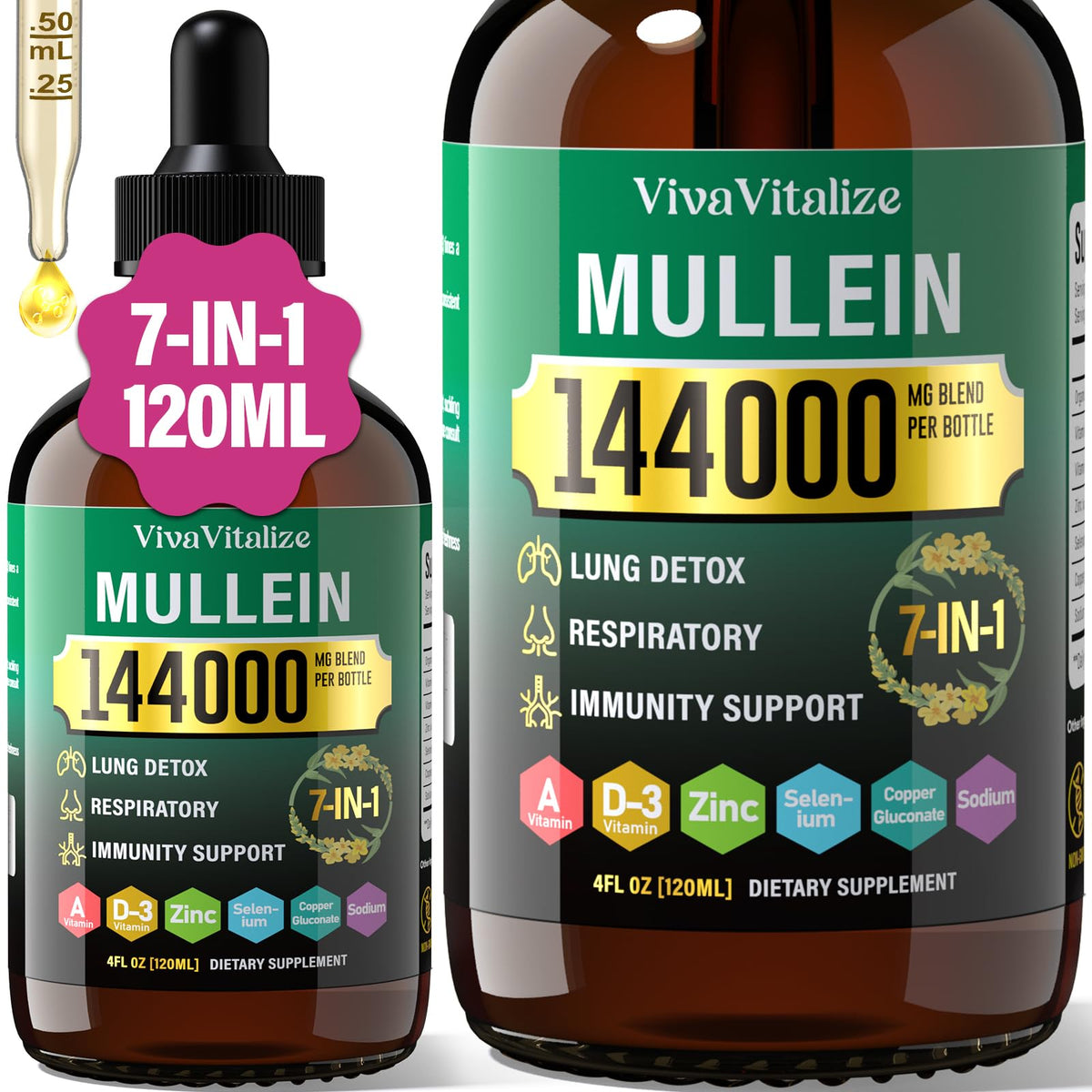VivaVitalize Mullein Drops 120ml front view