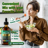 VivaVitalize Mullein Drops displayed with a glass of water