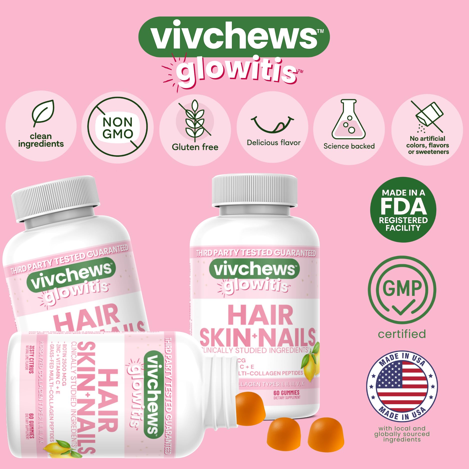 vivchews Biotin Gummies side view showing gummy texture
