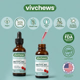 vivchews Methyl B12 Liquid Drops bottle with dosage dropper
