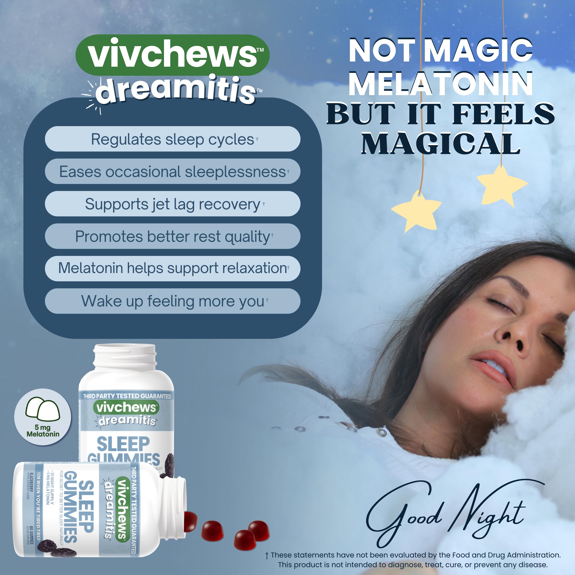 vivchews Nighttime Sleep Gummies bottle with 60 count