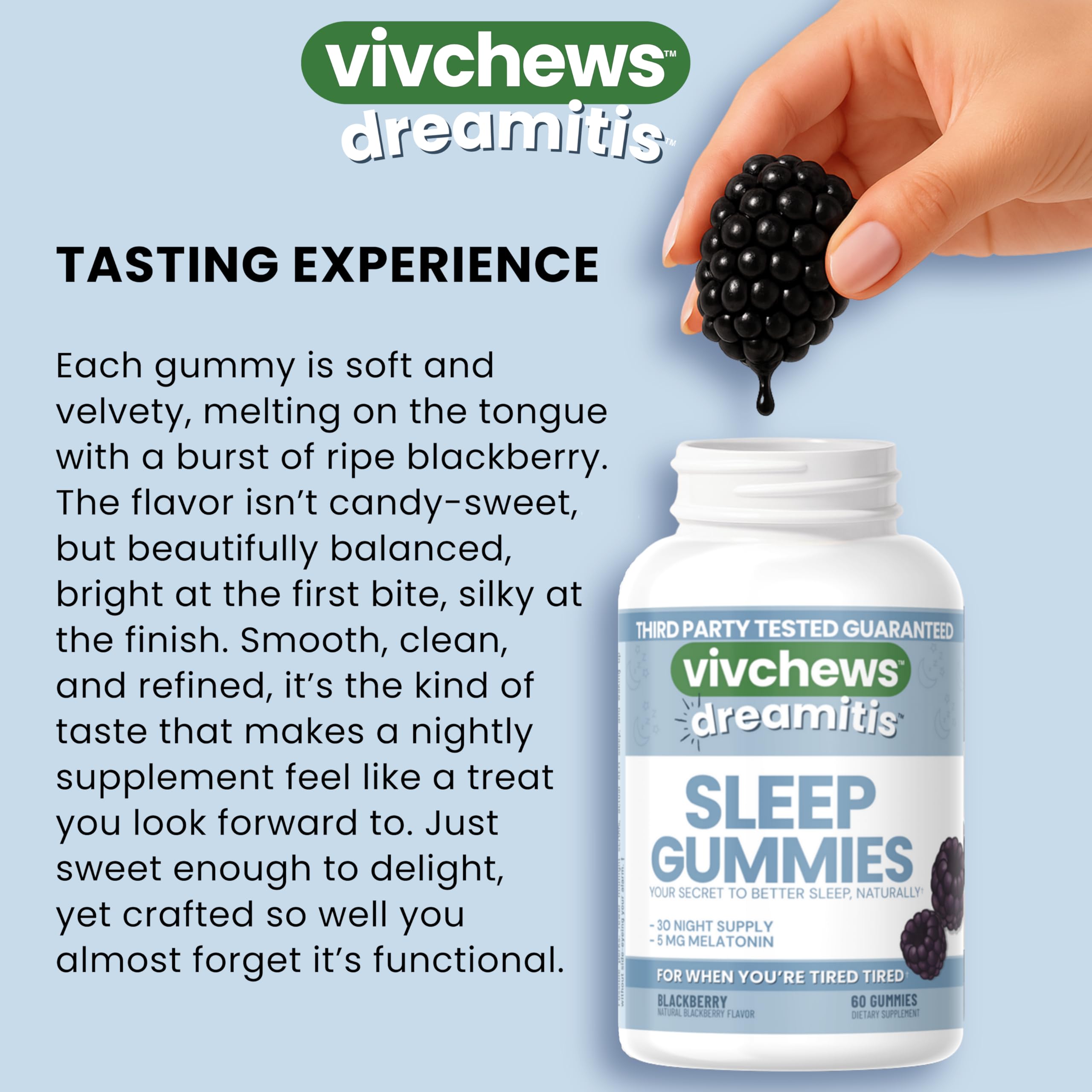 vivchews Nighttime Sleep Gummies nutritional information