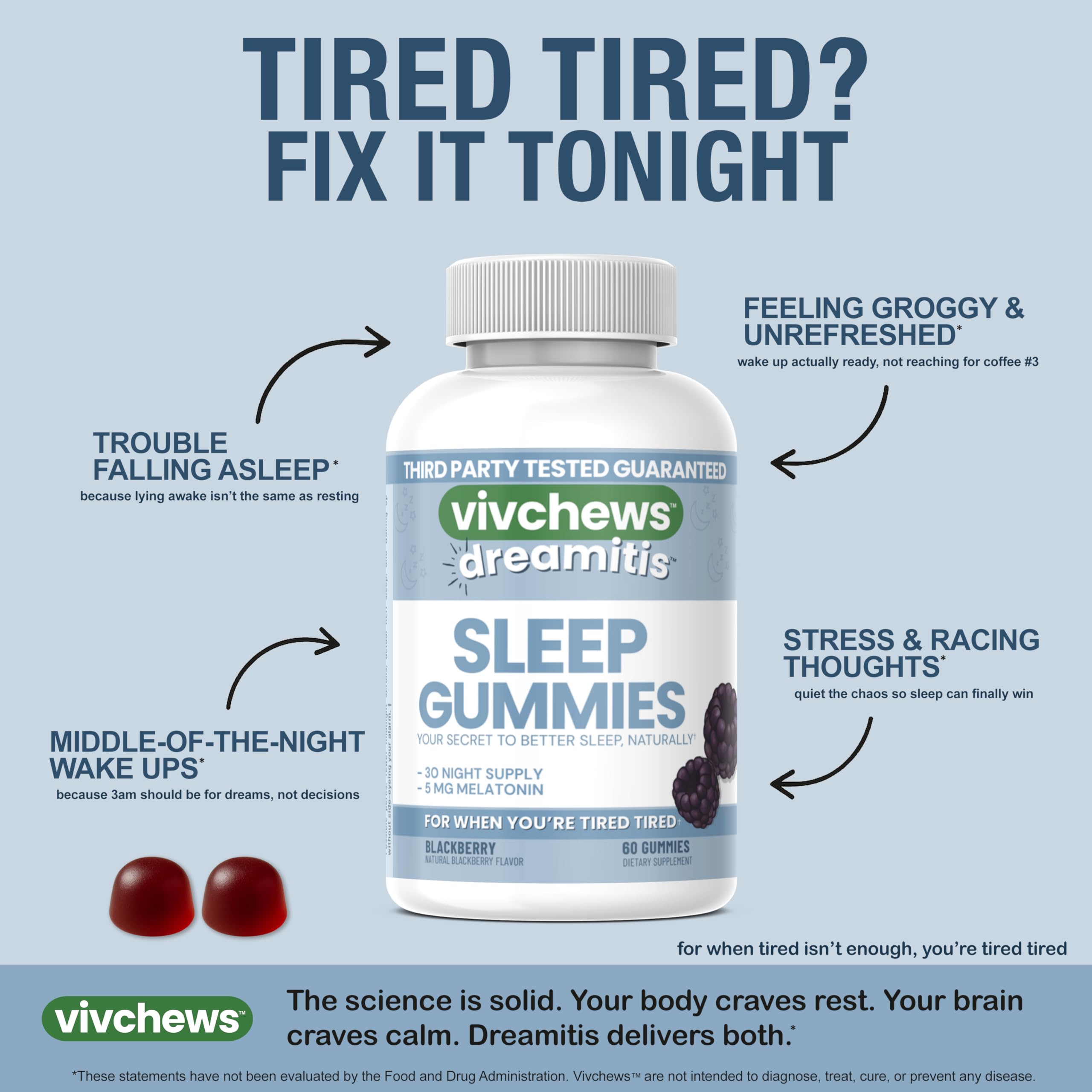 vivchews Nighttime Sleep Gummies showing soft gummy texture