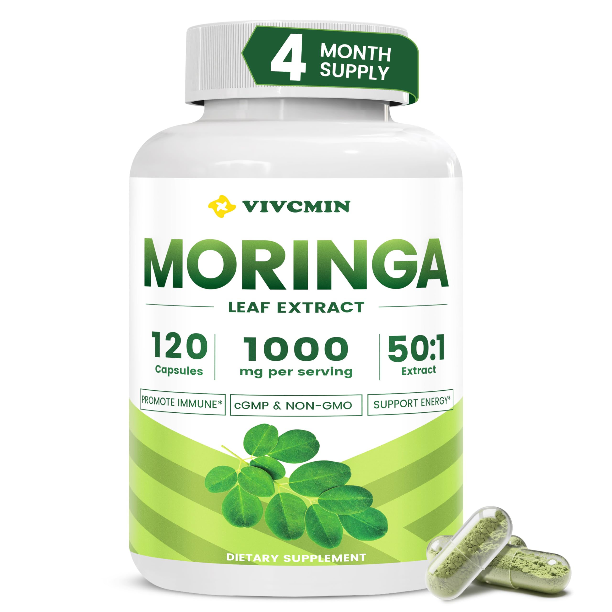 vivcmin Moringa Capsules bottle front view