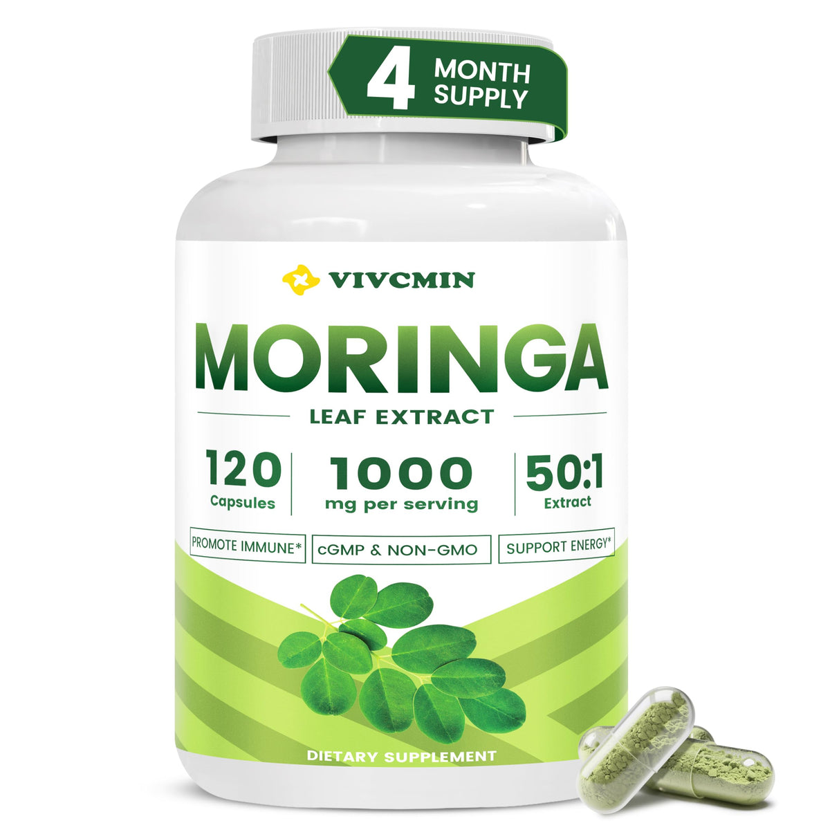 vivcmin Moringa Capsules bottle front view