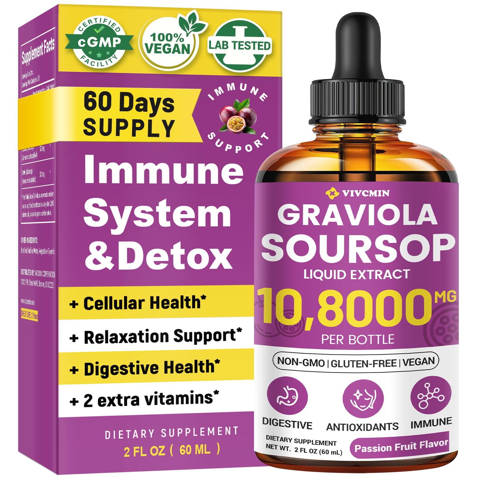 vivcmin Soursop Drops 30ml bottle front view