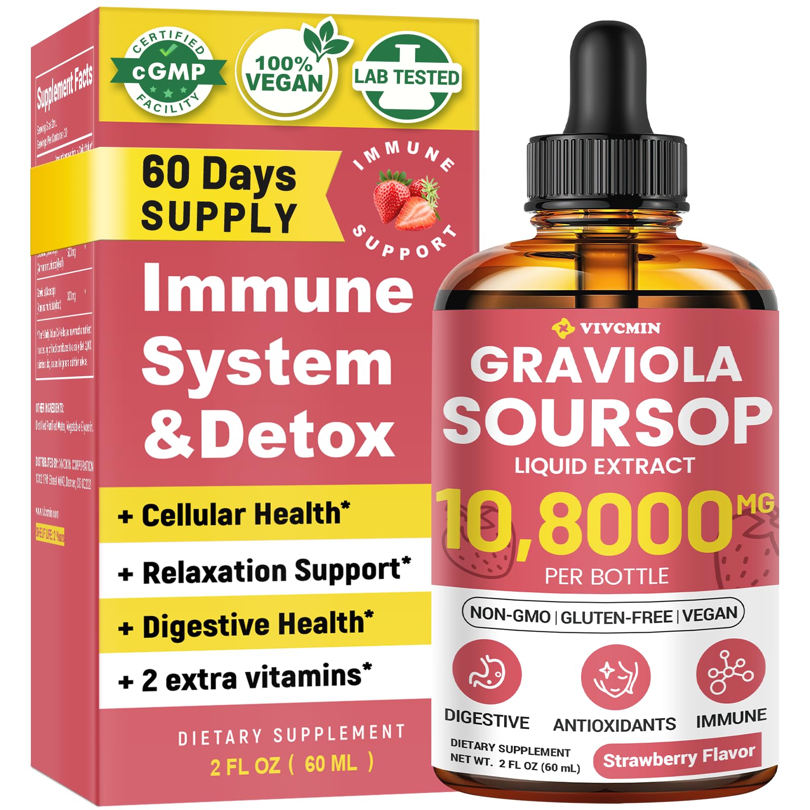 vivcmin Soursop Drops 91g bottle front view