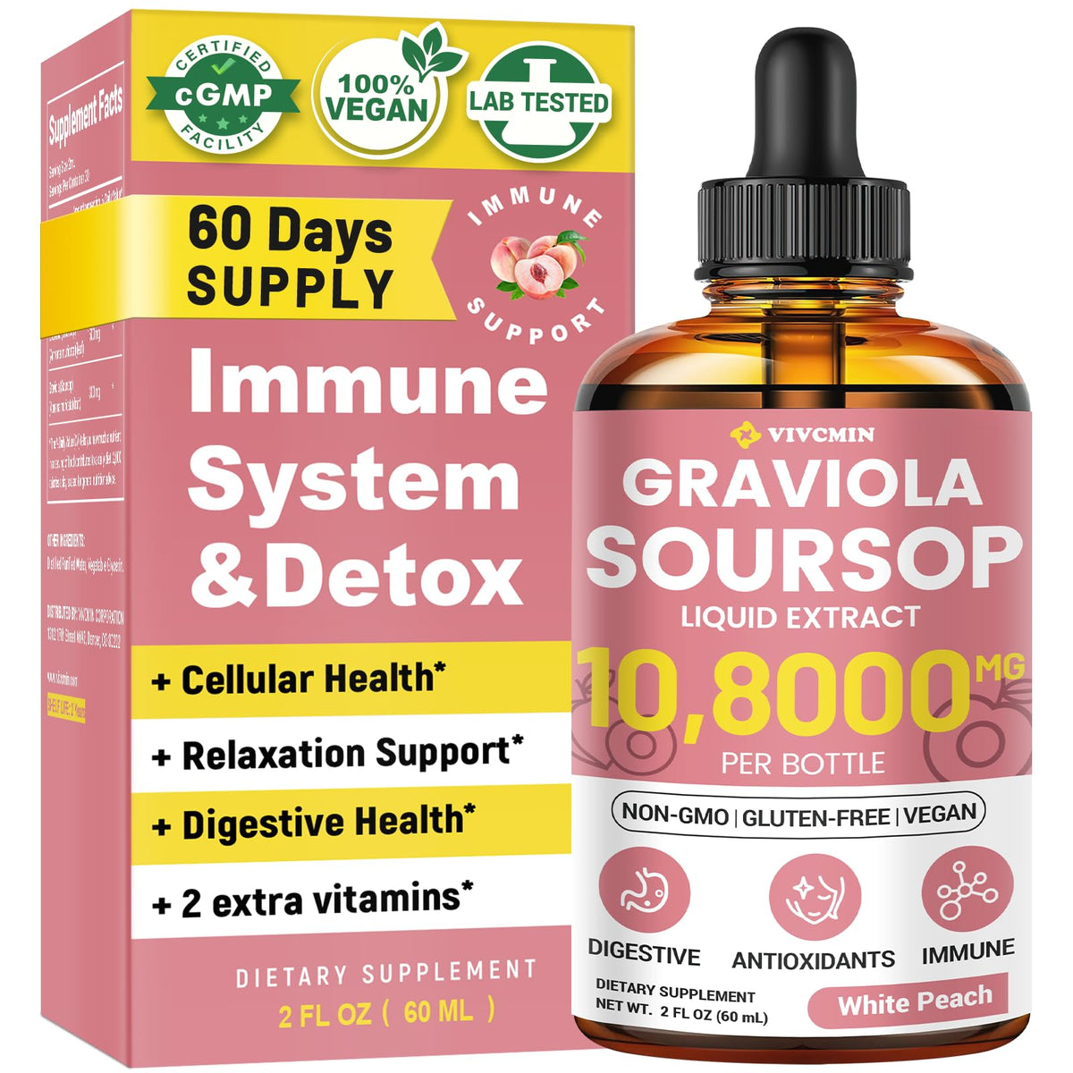 vivcmin Soursop Drops 91g bottle front view