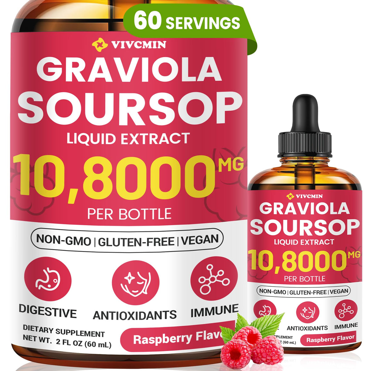 vivcmin Soursop Drops bottle front view