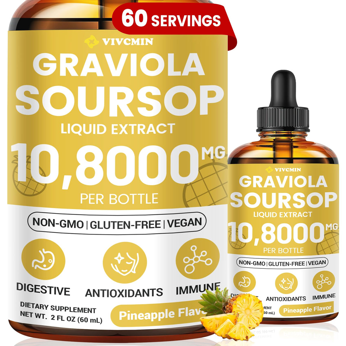 vivcmin Soursop Drops front view with label