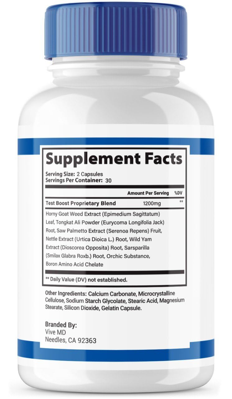 VIVE MD Saw Palmetto Supplement 60 Capsules side view