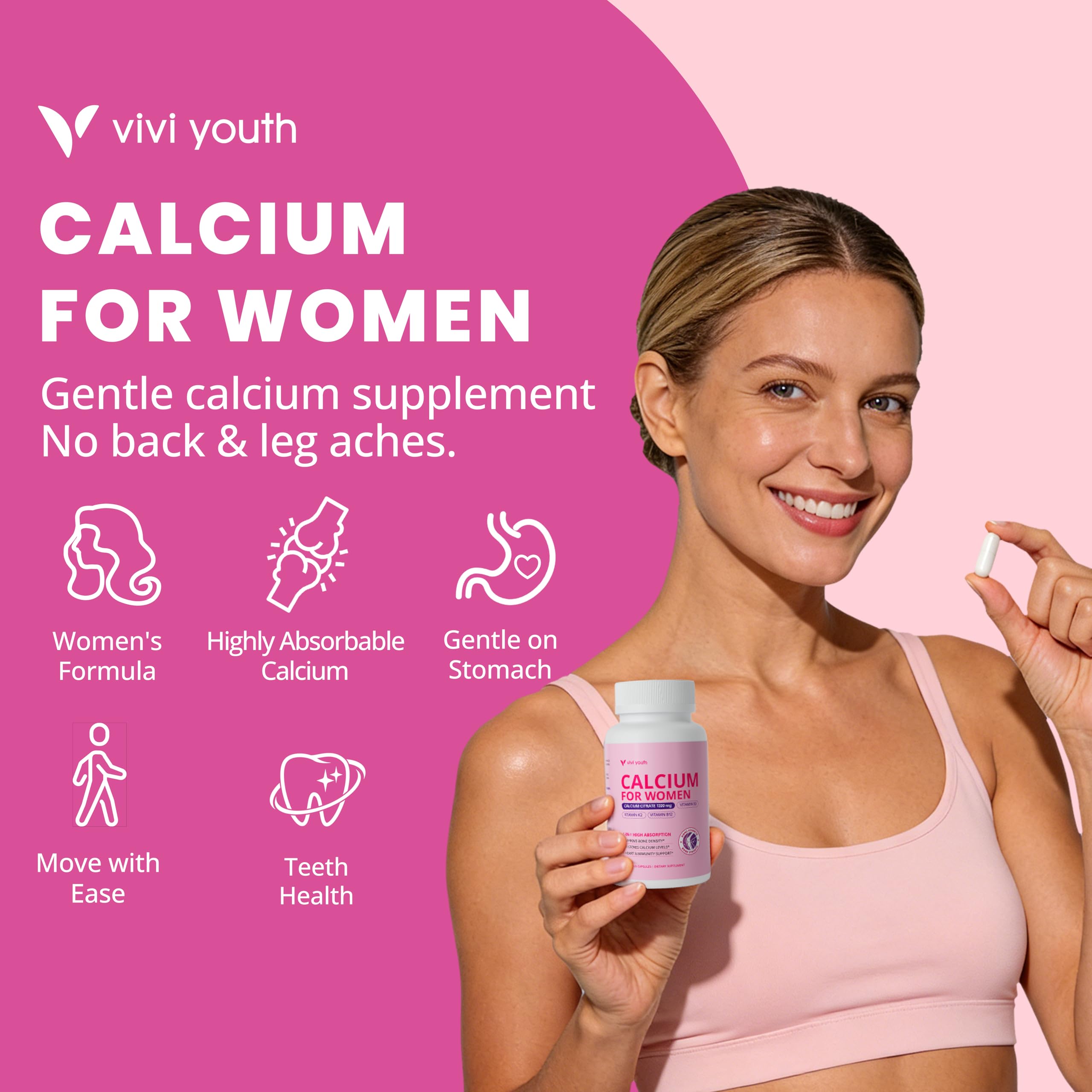VIVI Youth Calcium Supplement 300mg side view