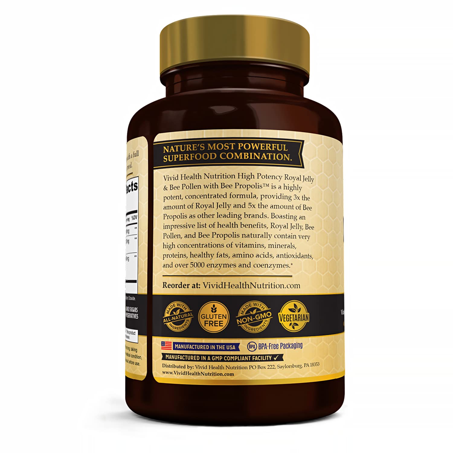 Vivid Health Nutrition Royal Jelly Supplement with bee propolis